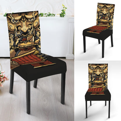 Japanese Ghost Samurai Print Dining Chair Slipcover