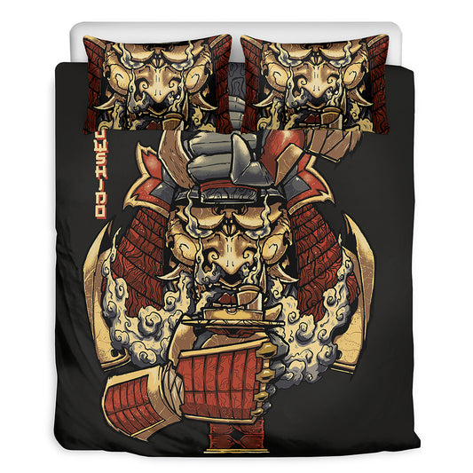 Japanese Ghost Samurai Print Duvet Cover Bedding Set