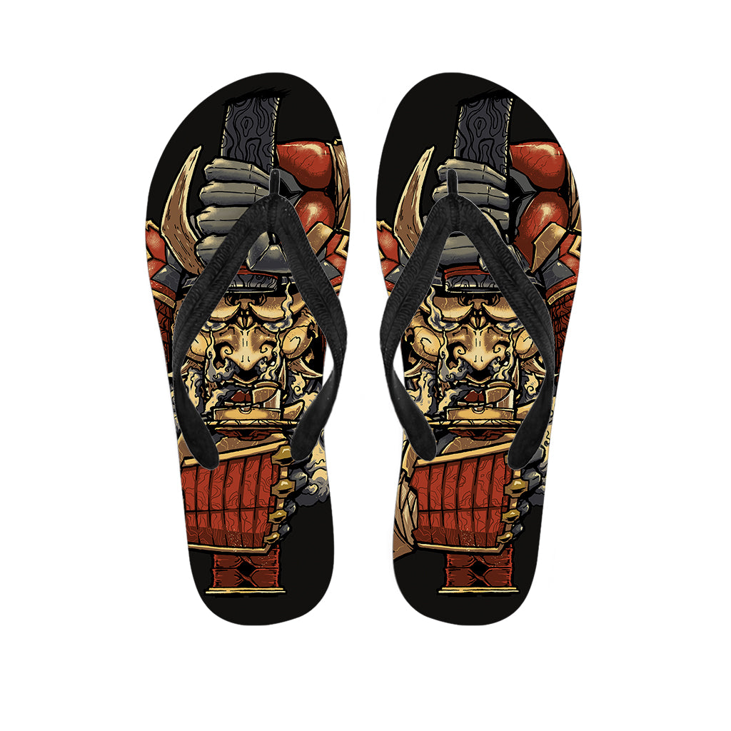 Japanese Ghost Samurai Print Flip Flops