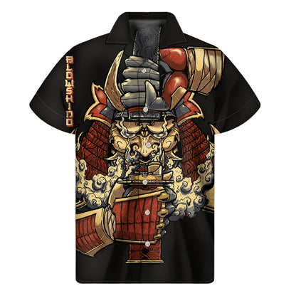 Japanese Ghost Samurai Print Men's Short Sleeve Shirt