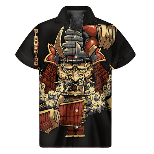 Japanese Ghost Samurai Print Men's Short Sleeve Shirt