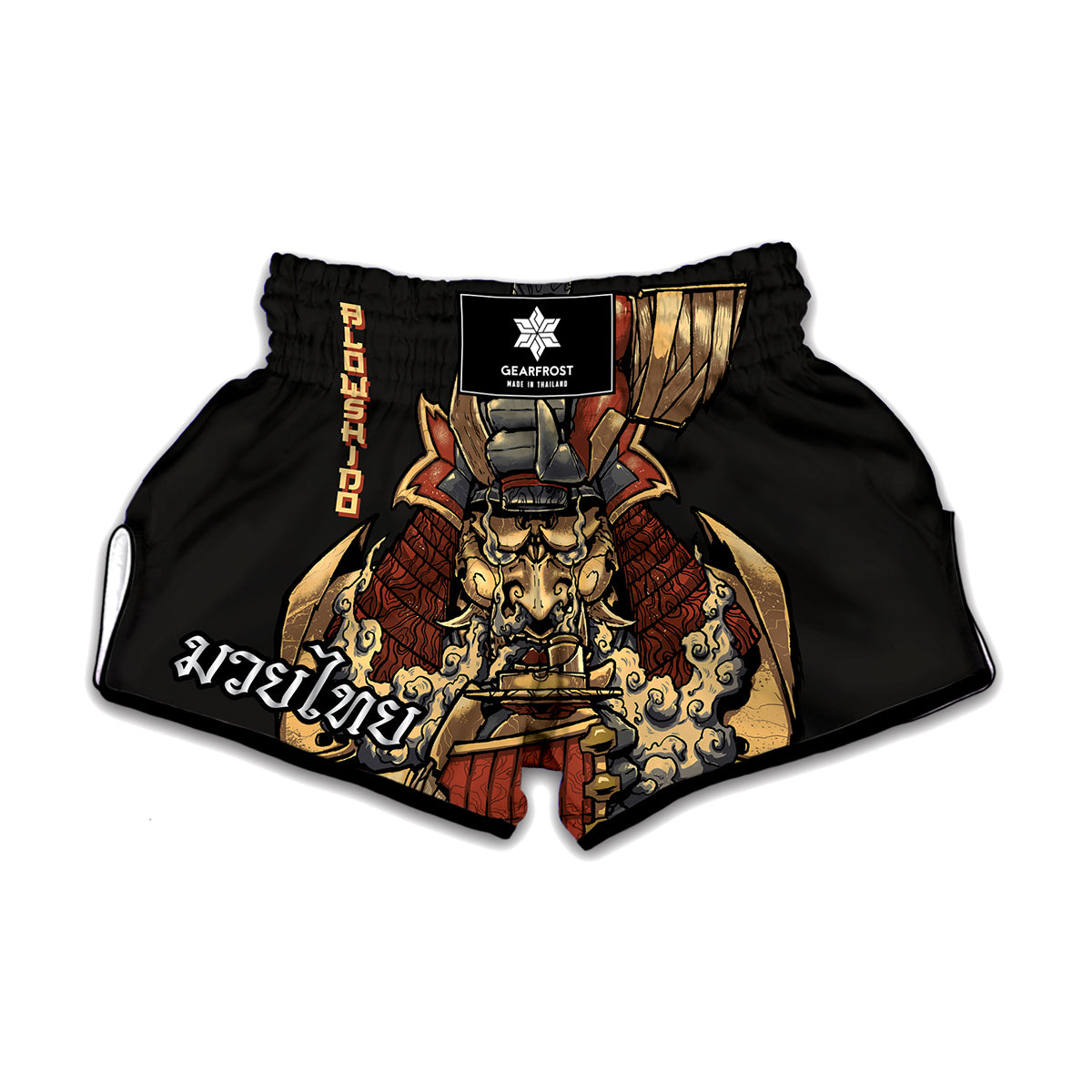 Japanese Ghost Samurai Print Muay Thai Boxing Shorts