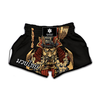 Japanese Ghost Samurai Print Muay Thai Boxing Shorts