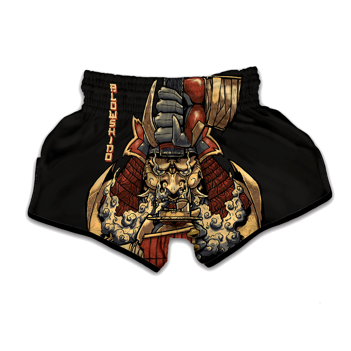 Japanese Ghost Samurai Print Muay Thai Boxing Shorts