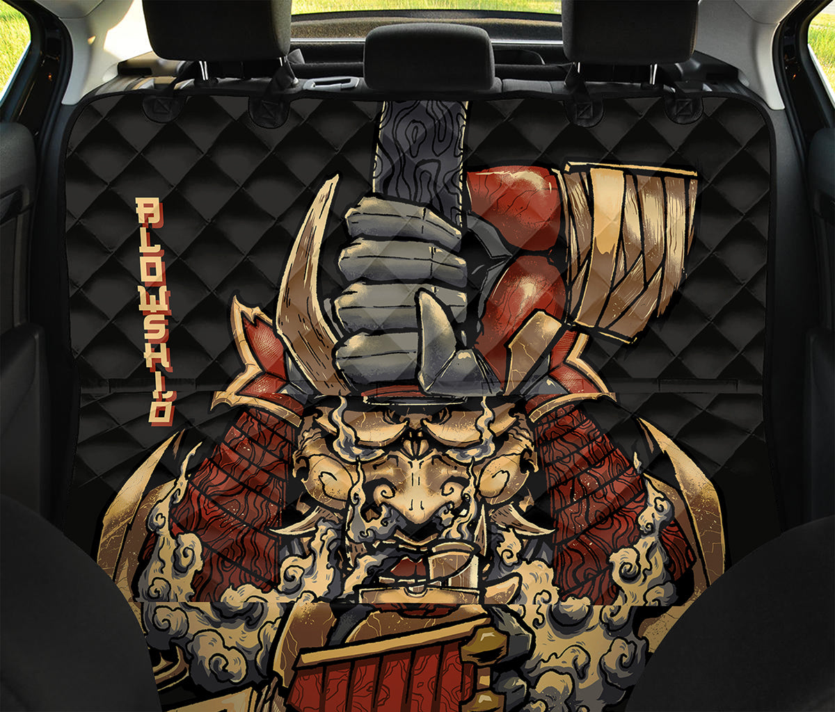 Japanese Ghost Samurai Print Pet Car Back Seat Cover
