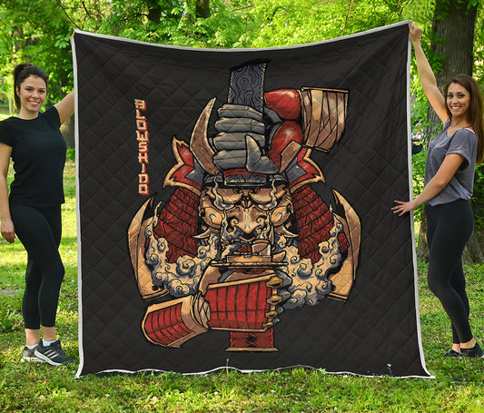 Japanese Ghost Samurai Print Quilt