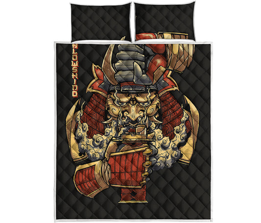 Japanese Ghost Samurai Print Quilt Bed Set