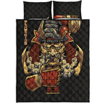 Japanese Ghost Samurai Print Quilt Bed Set