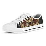 Japanese Ghost Samurai Print White Low Top Shoes
