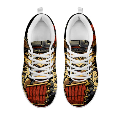 Japanese Ghost Samurai Print White Sneakers