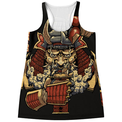 Japanese Ghost Samurai Print Women's Racerback Tank Top