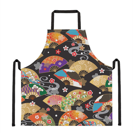 Japanese Hand Fan Pattern Print Apron