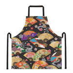Japanese Hand Fan Pattern Print Apron