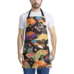 Japanese Hand Fan Pattern Print Apron