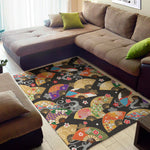 Japanese Hand Fan Pattern Print Area Rug