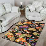 Japanese Hand Fan Pattern Print Area Rug