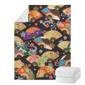Japanese Hand Fan Pattern Print Blanket