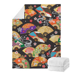 Japanese Hand Fan Pattern Print Blanket