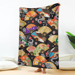 Japanese Hand Fan Pattern Print Blanket
