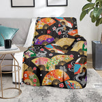 Japanese Hand Fan Pattern Print Blanket