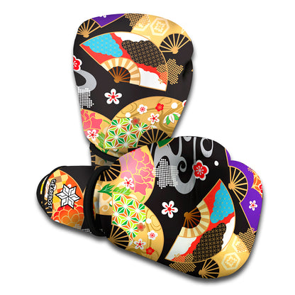 Japanese Hand Fan Pattern Print Boxing Gloves