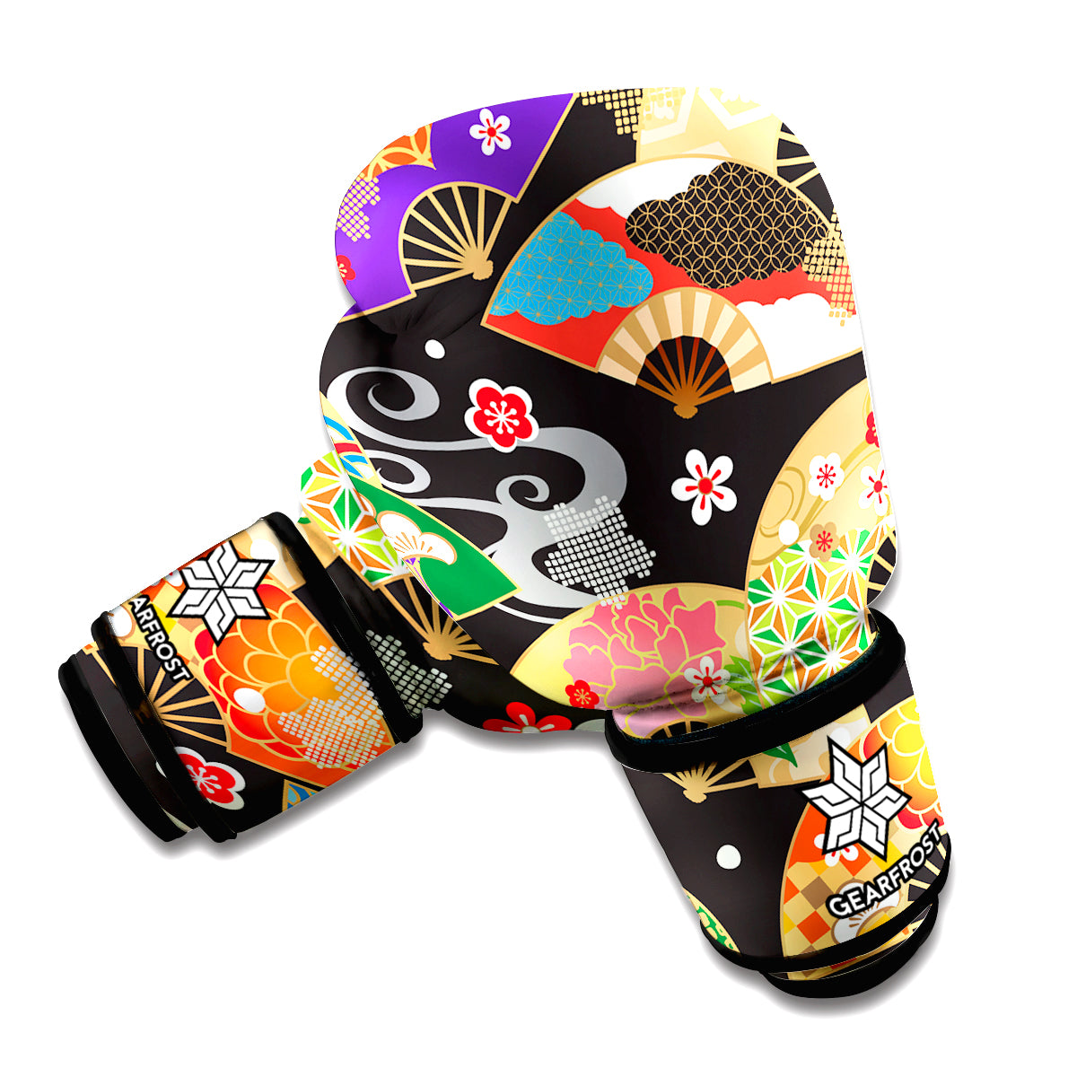Japanese Hand Fan Pattern Print Boxing Gloves