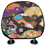 Japanese Hand Fan Pattern Print Car Headrest Covers