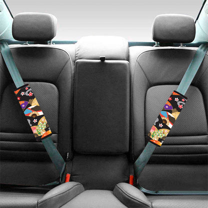 Japanese Hand Fan Pattern Print Car Seat Belt Covers
