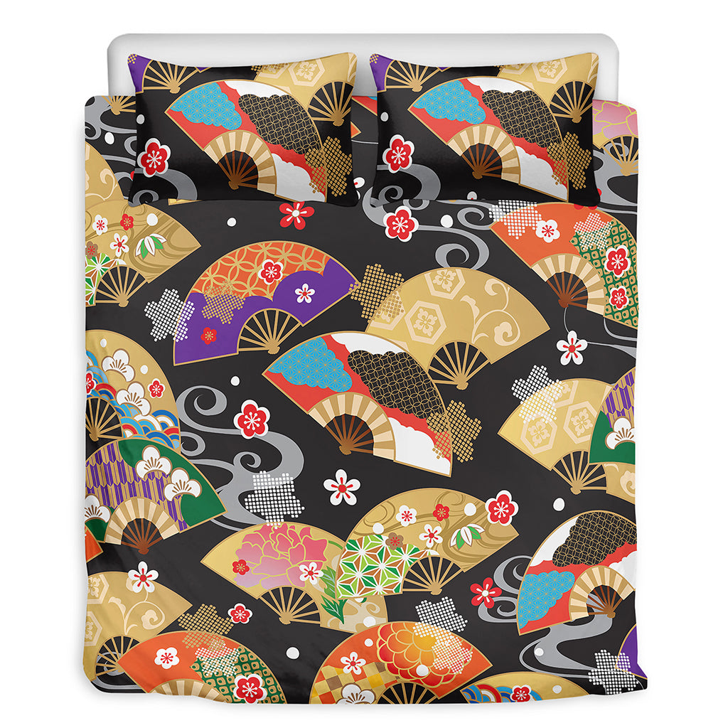 Japanese Hand Fan Pattern Print Duvet Cover Bedding Set