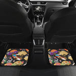 Japanese Hand Fan Pattern Print Front and Back Car Floor Mats