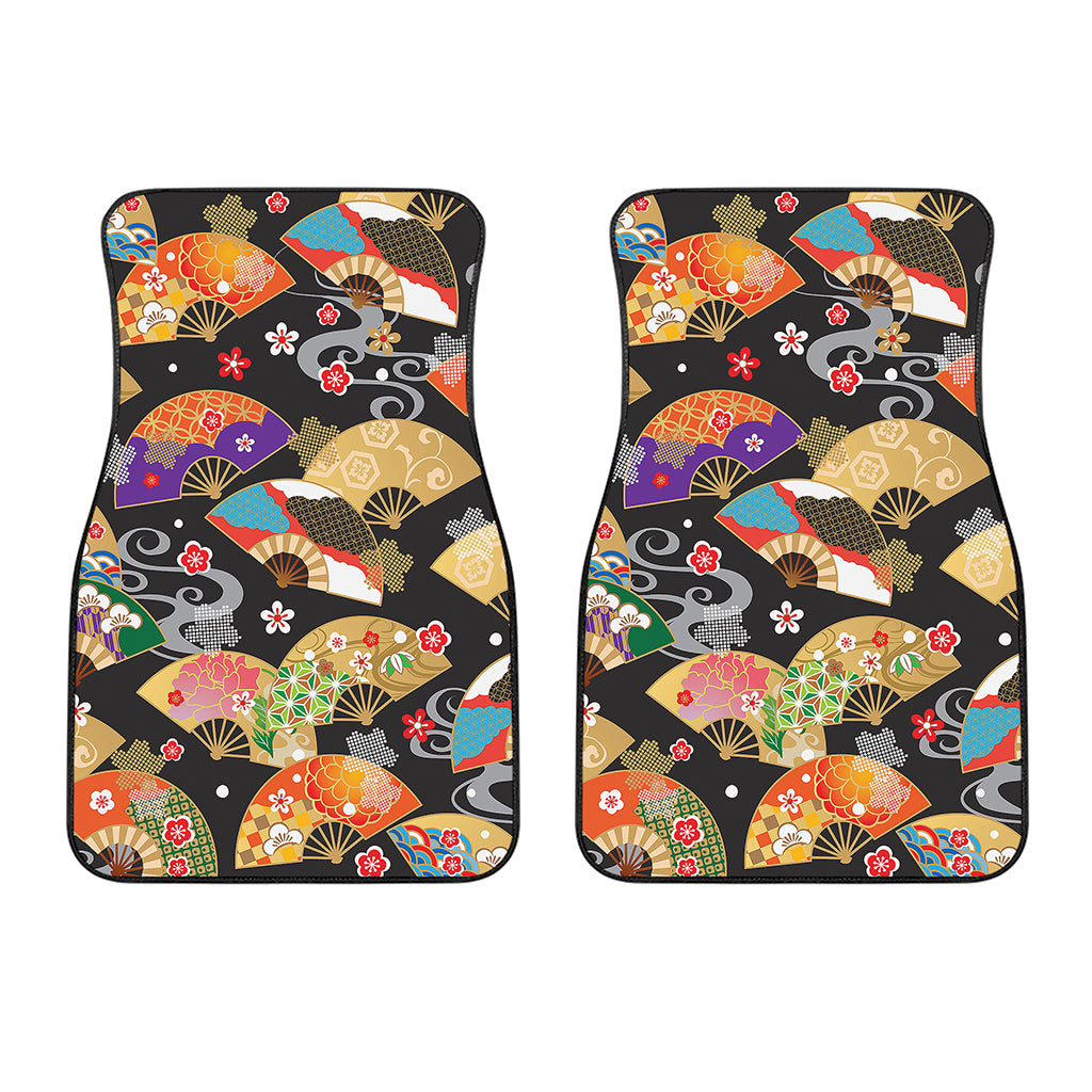 Japanese Hand Fan Pattern Print Front Car Floor Mats