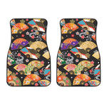 Japanese Hand Fan Pattern Print Front Car Floor Mats