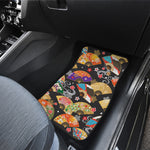 Japanese Hand Fan Pattern Print Front Car Floor Mats