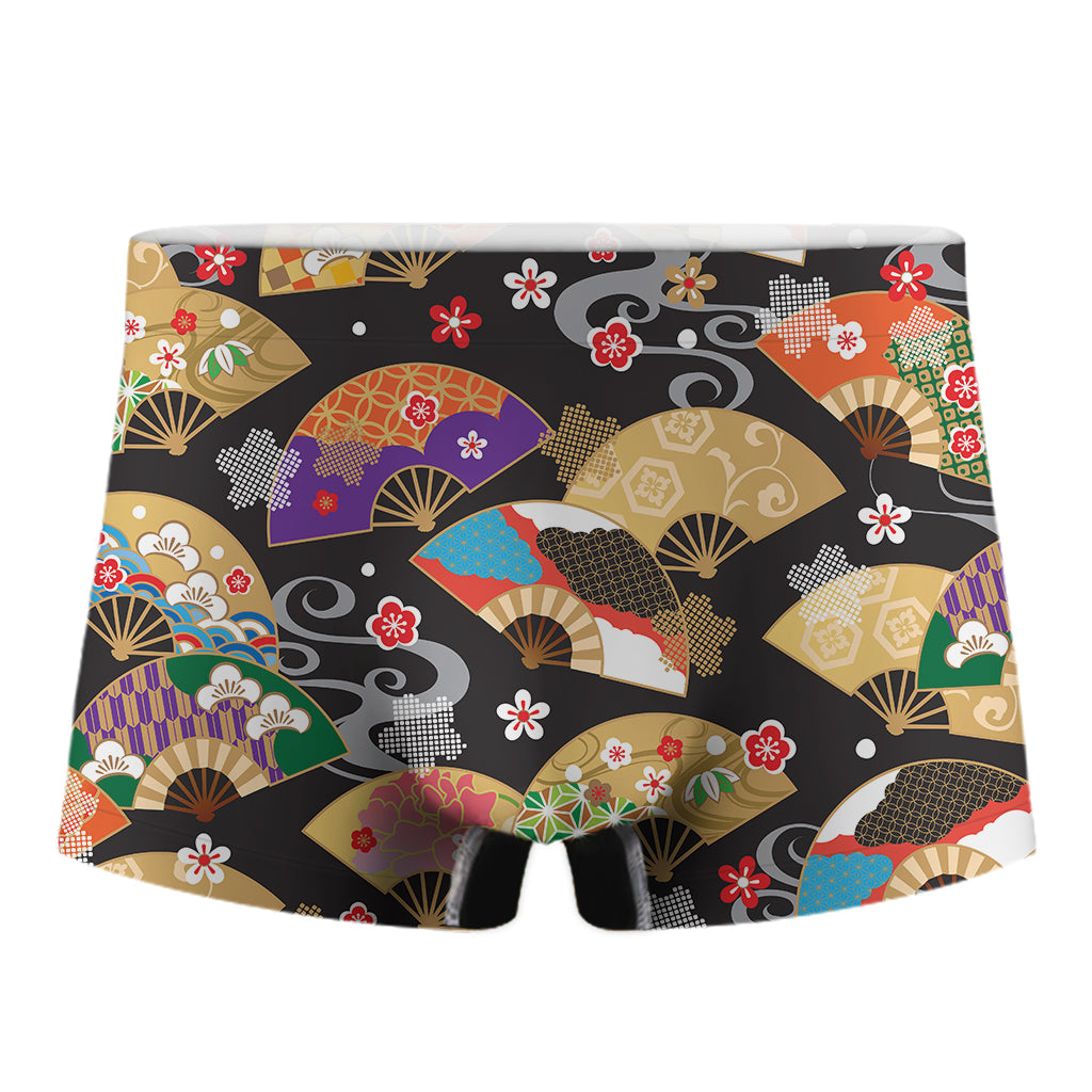 Japanese Hand Fan Pattern Print Men's Boxer Briefs