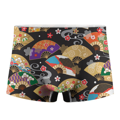 Japanese Hand Fan Pattern Print Men's Boxer Briefs