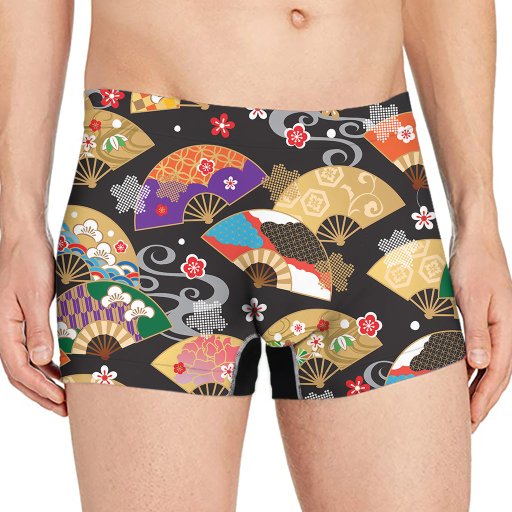 Japanese Hand Fan Pattern Print Men's Boxer Briefs