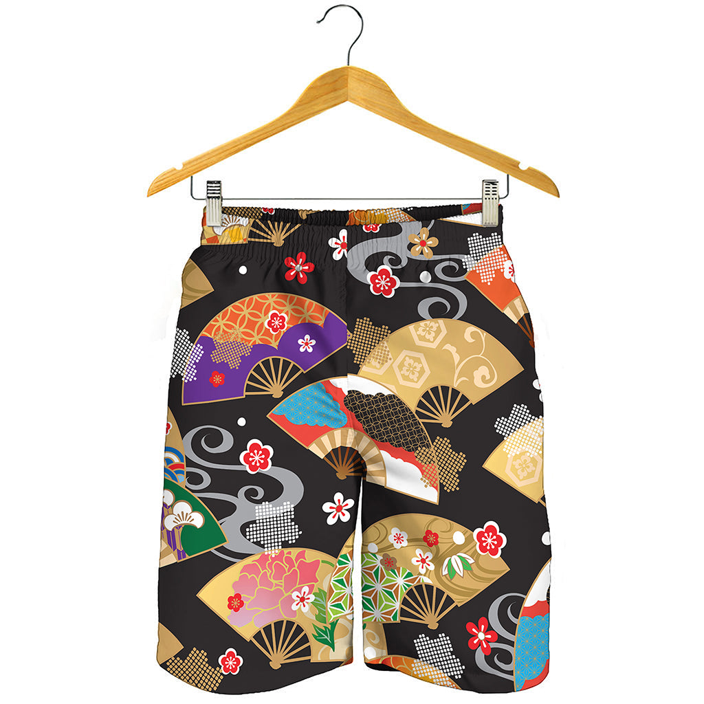 Japanese Hand Fan Pattern Print Men's Shorts