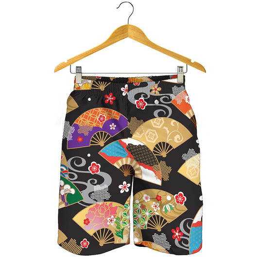 Japanese Hand Fan Pattern Print Men's Shorts