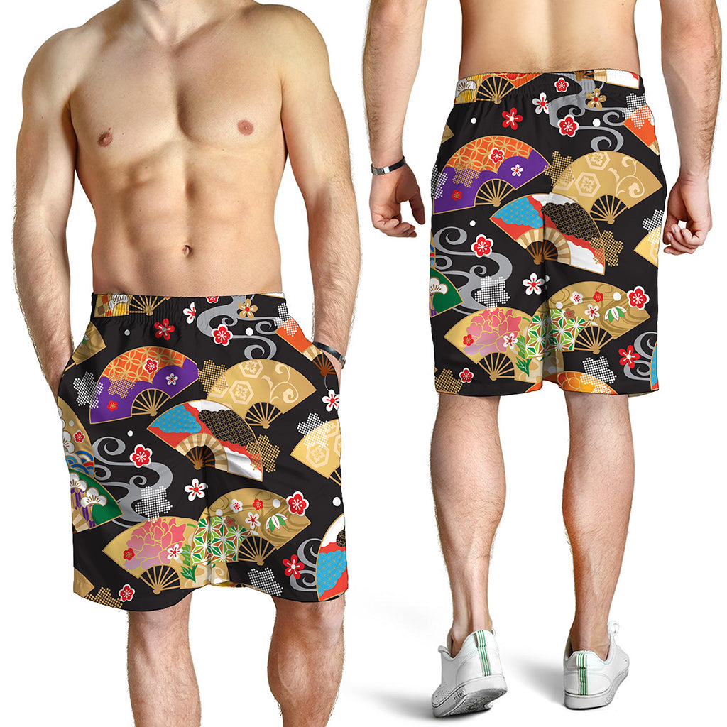 Japanese Hand Fan Pattern Print Men's Shorts