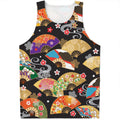 Japanese Hand Fan Pattern Print Men's Tank Top