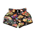 Japanese Hand Fan Pattern Print Muay Thai Boxing Shorts