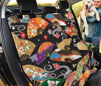 Japanese Hand Fan Pattern Print Pet Car Back Seat Cover