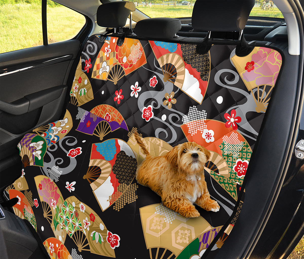 Japanese Hand Fan Pattern Print Pet Car Back Seat Cover