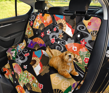 Japanese Hand Fan Pattern Print Pet Car Back Seat Cover