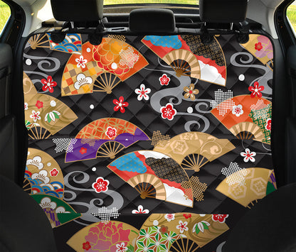 Japanese Hand Fan Pattern Print Pet Car Back Seat Cover