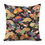 Japanese Hand Fan Pattern Print Pillow Cover