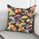 Japanese Hand Fan Pattern Print Pillow Cover