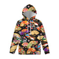 Japanese Hand Fan Pattern Print Pullover Hoodie