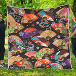 Japanese Hand Fan Pattern Print Quilt