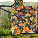 Japanese Hand Fan Pattern Print Quilt